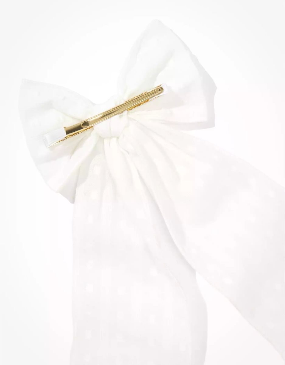 Accessoires Pour Cheveux American Eagle AEO White Coton Bow Clip Blanche Femme | RPU-48684494